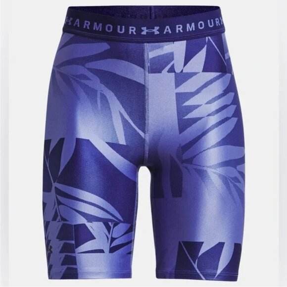 NEW Under Armour HeatGear Printed Compression Shorts Women's Medium nwt purple - Picture 1 of 12
